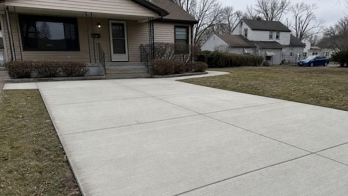 Finished concrete entry walk and driveway near Notre Dame Indiana